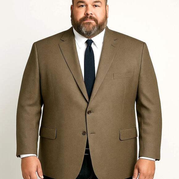 Ralph Lauren Other - Ralph Lauren Men's 48L Big&Tall $350 Wool Silk Blazer 2 Button Jacket Tan Brown